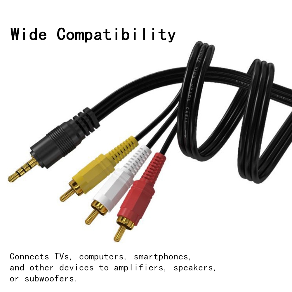 3.5mm to 3 RCA Audio Video Cab - Home Cinema Tv ulasan dan harga